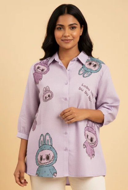 Labubu Pasted Lavender Shirt