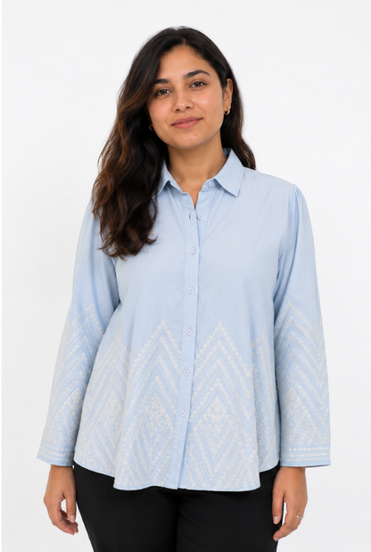 Denim Long Hand with Embrodiery (light blue)