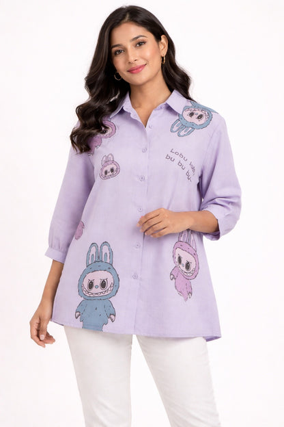 Labubu Pasted Lavender Shirt