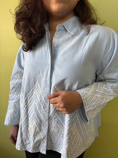 Denim Long Hand with Embrodiery (light blue)