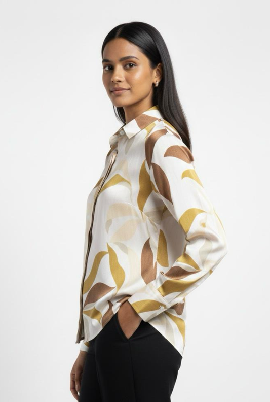 Satin White Green Shirt